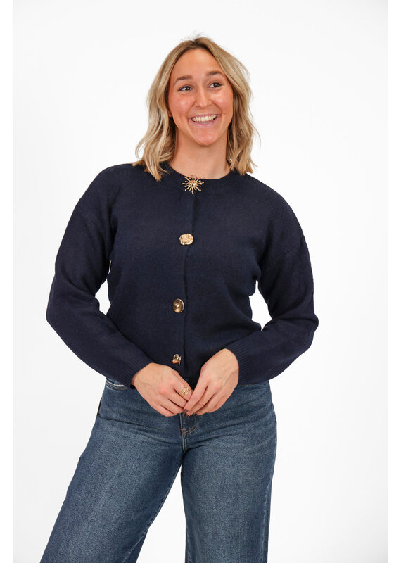 21Jewelz Trui met verschillende gouden knopen - blauw