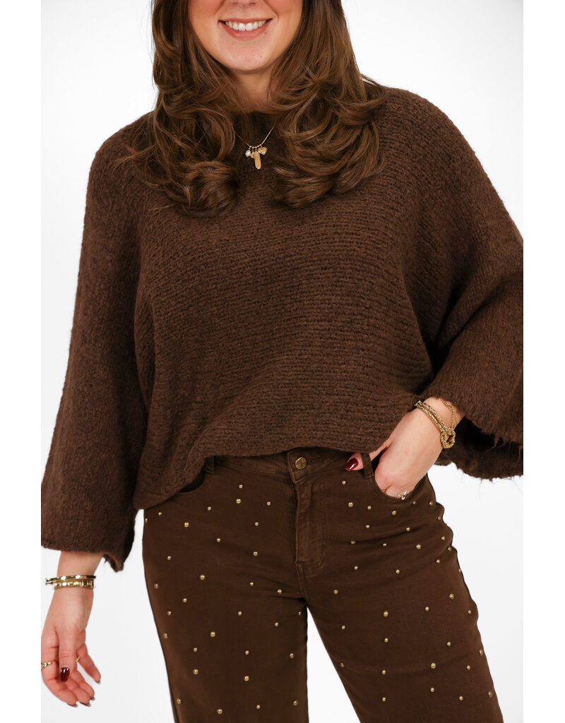 21Jewelz Gebreide trui met strik - bruin