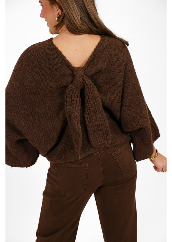 21Jewelz Gebreide trui met strik - bruin