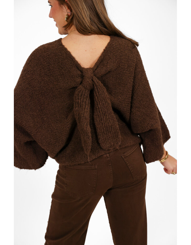 21Jewelz Gebreide trui met strik - bruin