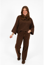 21Jewelz Wide leg jeans met gouden studs - choco bruin