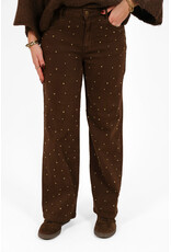 21Jewelz Wide leg jeans met gouden studs - choco bruin