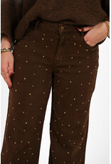 21Jewelz Wide leg jeans met gouden studs - choco bruin