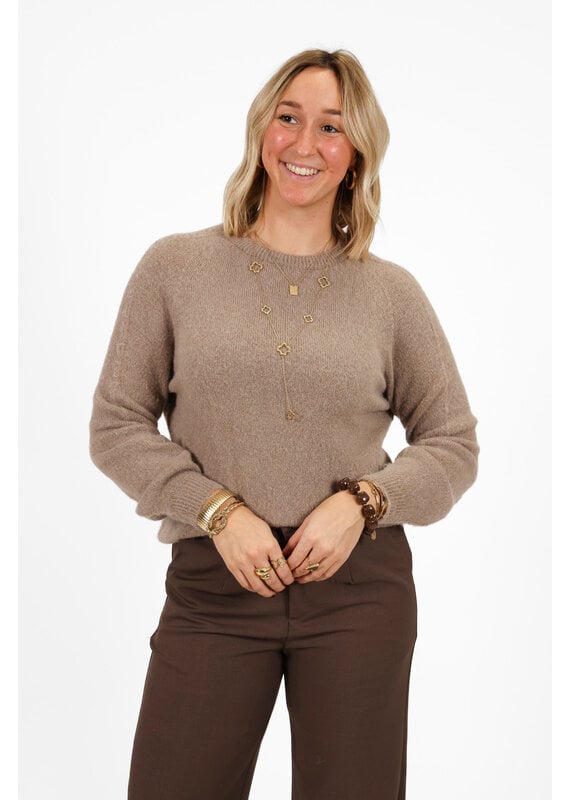 21Jewelz Effen basic truitje met lange mouw - taupe