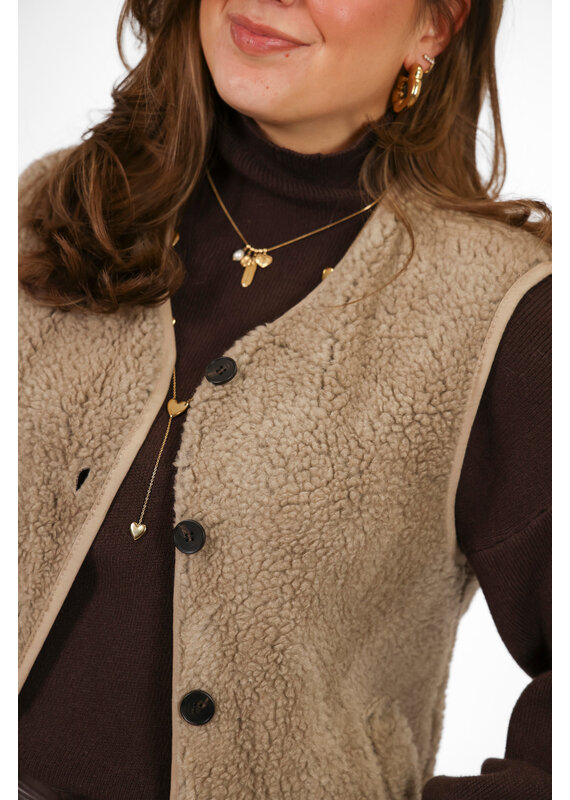 21Jewelz Effen wollige gilet - beige