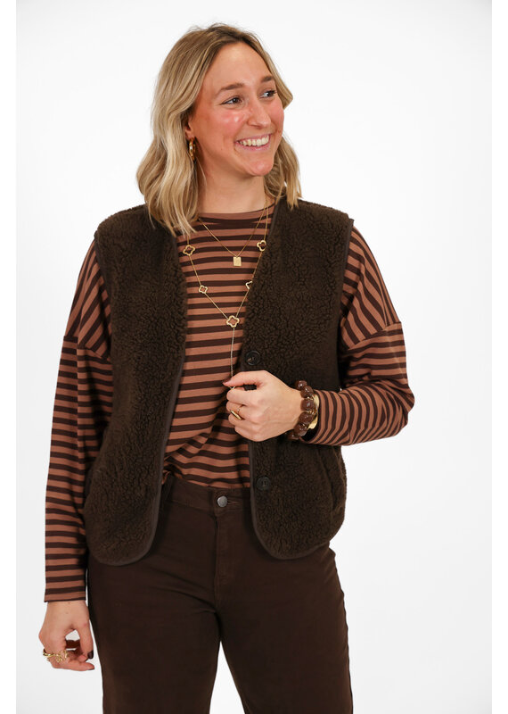 21Jewelz Effen wollige gilet - bruin