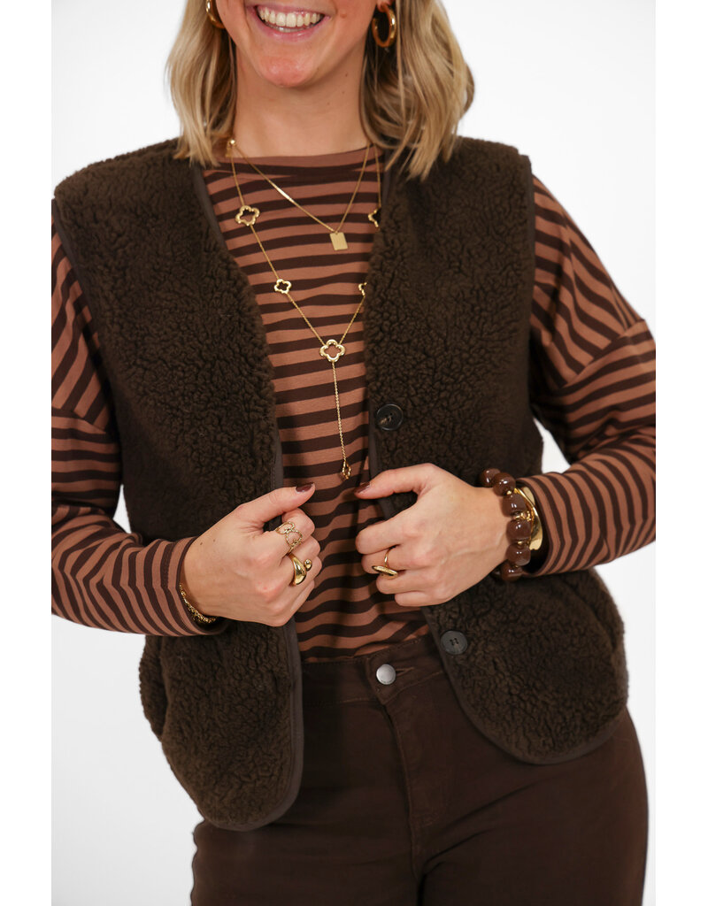 21Jewelz Effen wollige gilet - bruin