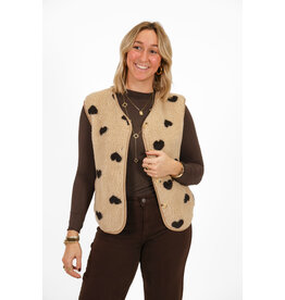 21Jewelz Wollige gilet met hartjes - beige / bruin