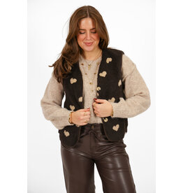 21Jewelz Wollige gilet met hartjes - bruin / beige