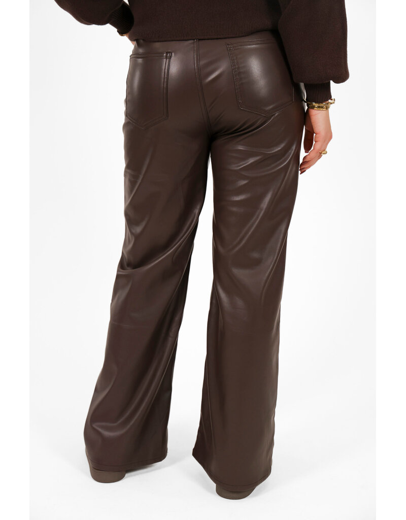 21Jewelz Pu leren broek met strik - bruin