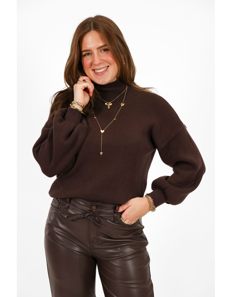 21Jewelz Pu leren broek met strik - bruin