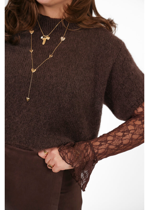 21Jewelz Wollige trui met korte mouw - bruin