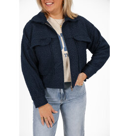 21Jewelz Oversized teddy jasje - donkerblauw