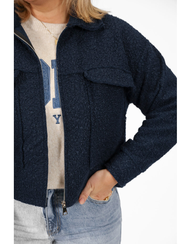 21Jewelz Oversized teddy jasje - donkerblauw