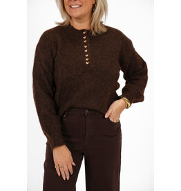 21Jewelz Trui met gouden hartjes - bruin