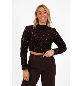 21Jewelz Glitter top met rits - bruin