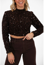 21Jewelz Glitter top met rits - bruin