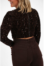21Jewelz Glitter top met rits - bruin
