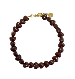 21Jewelz Statement ketting met hartjes - bruin