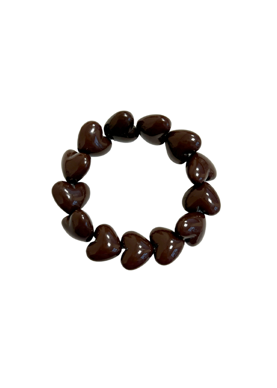 21Jewelz Statement armband met hartjes - bruin