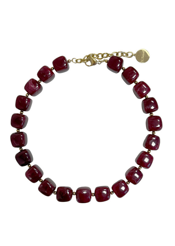 21Jewelz Statement ketting met gouden details - bordeaux