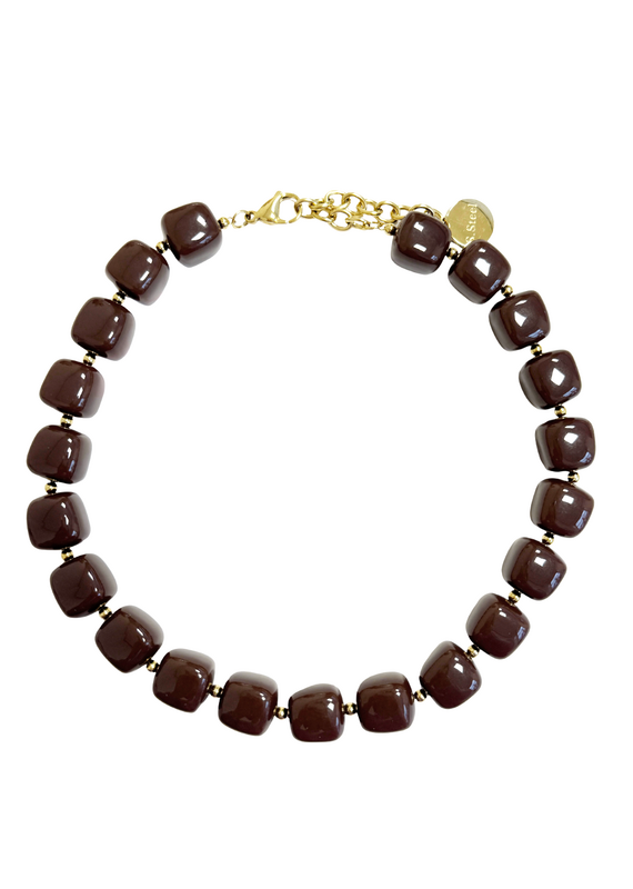 21Jewelz Statement ketting met gouden details - bruin