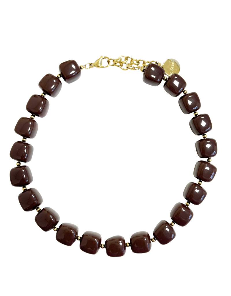 21Jewelz Statement ketting met gouden details - bruin