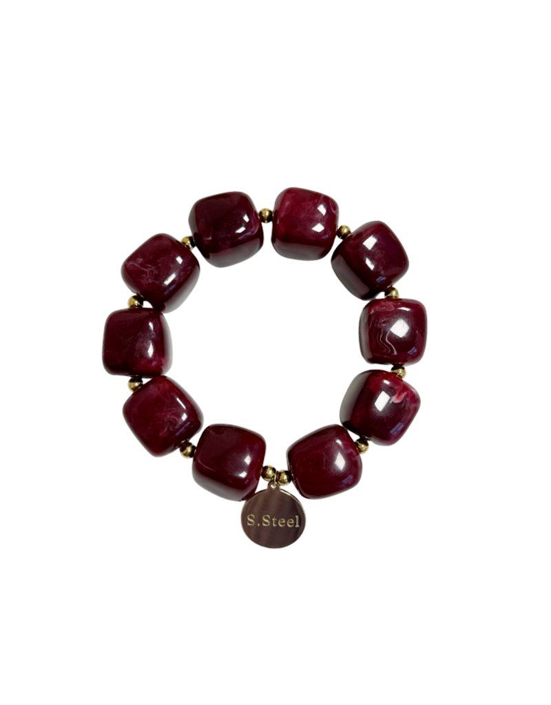 21Jewelz Statement armband met gouden details - bordeaux