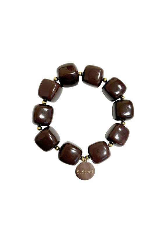 21Jewelz Statement armband met gouden details - bruin