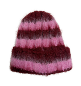 21Jewelz Wollige muts gestreept - bordeaux/roze