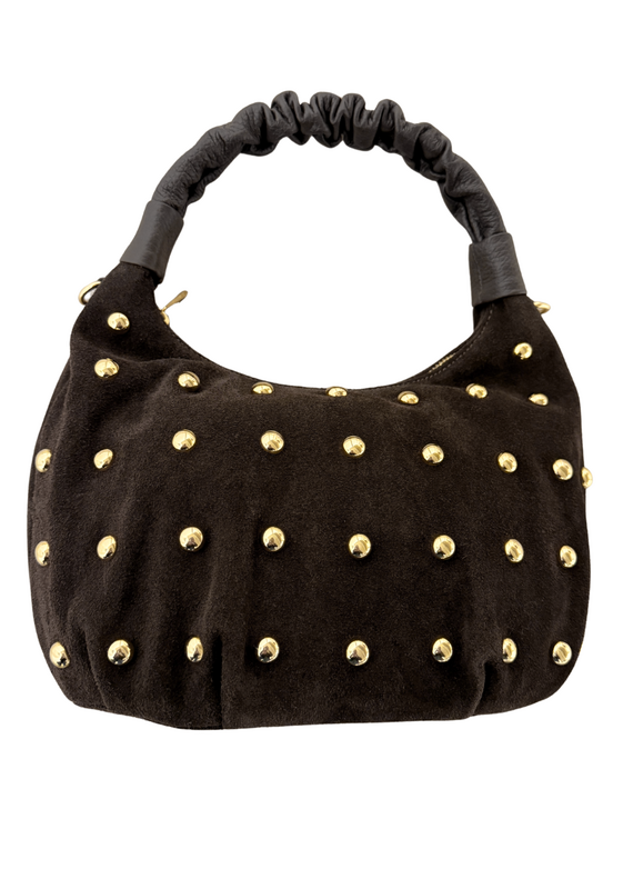 21Jewelz Middelgrote tas met gouden studs - donker bruin