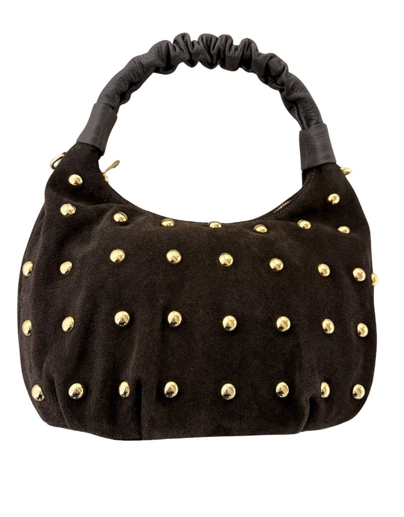 21Jewelz Middelgrote tas met gouden studs - donker bruin