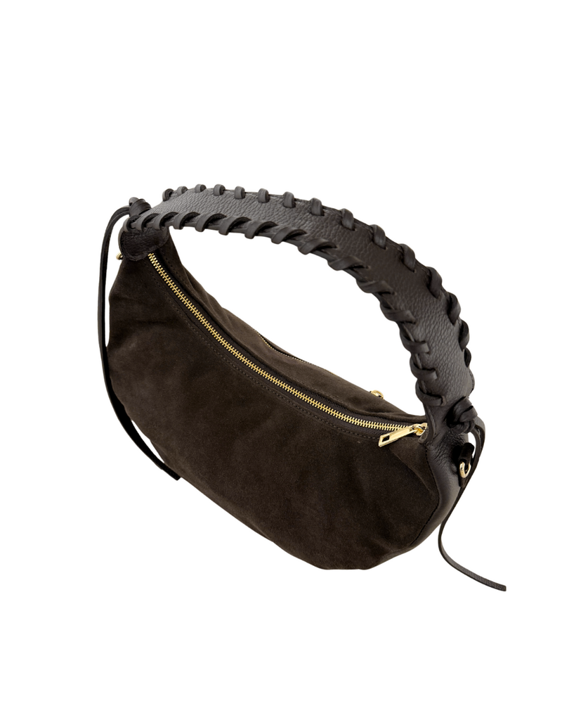 21Jewelz Grote handtas met gevlochten hengsel - donker bruin