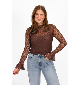 21Jewelz Kanten top met uitlopende mouwtjes