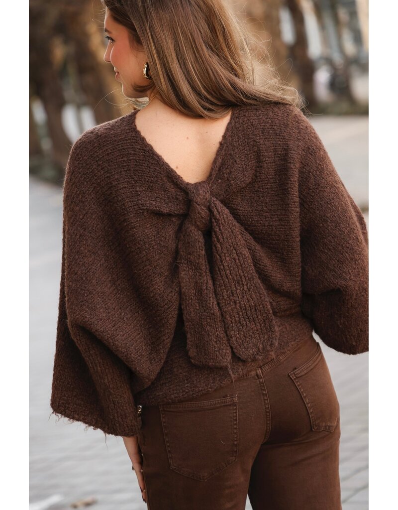 21Jewelz Gebreide trui met strik - bruin