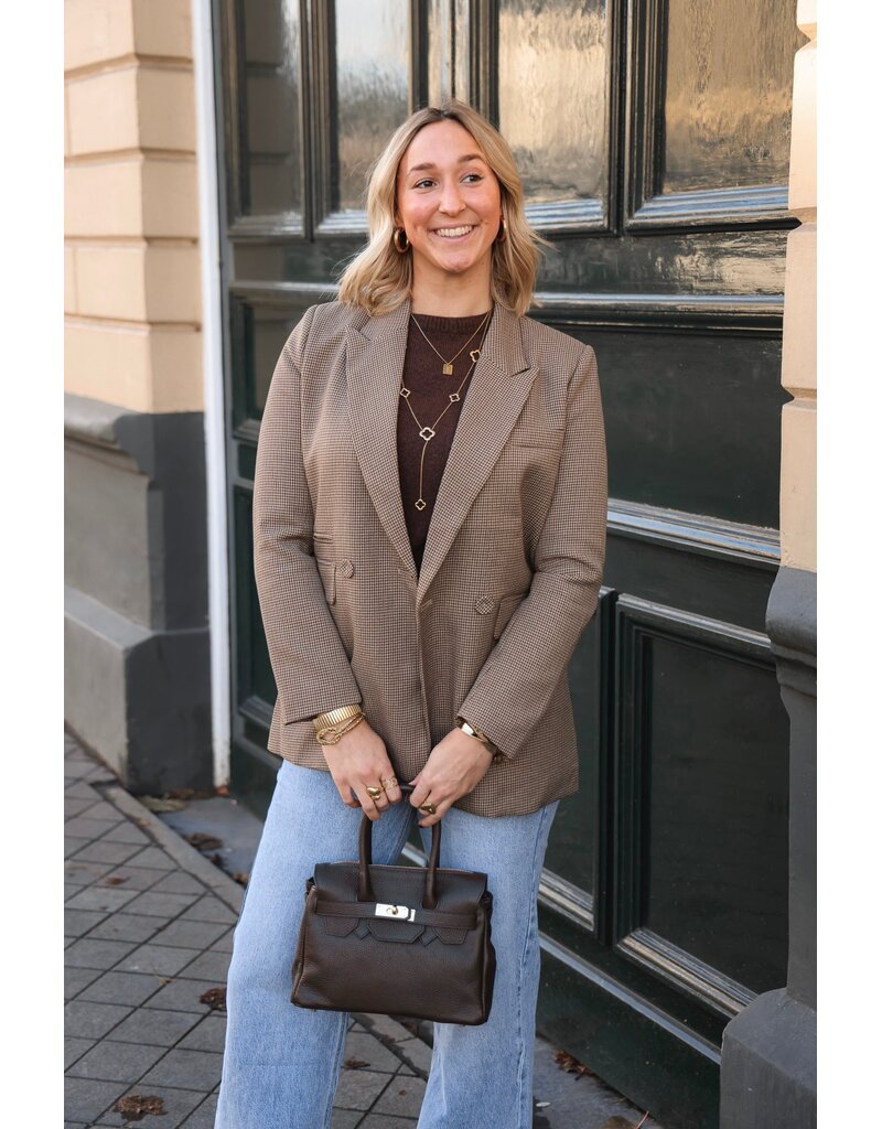 21Jewelz Effen basic truitje met lange mouw - donkerbruin