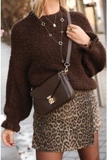 21Jewelz Gebreide trui met ruffle mouwtje - donkerbruin