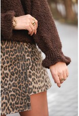 21Jewelz Gebreide trui met ruffle mouwtje - donkerbruin