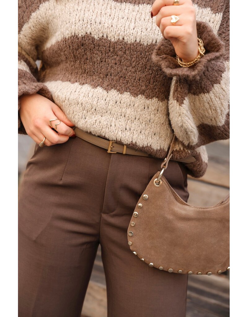 21Jewelz Pantalon met knoop - donker taupe