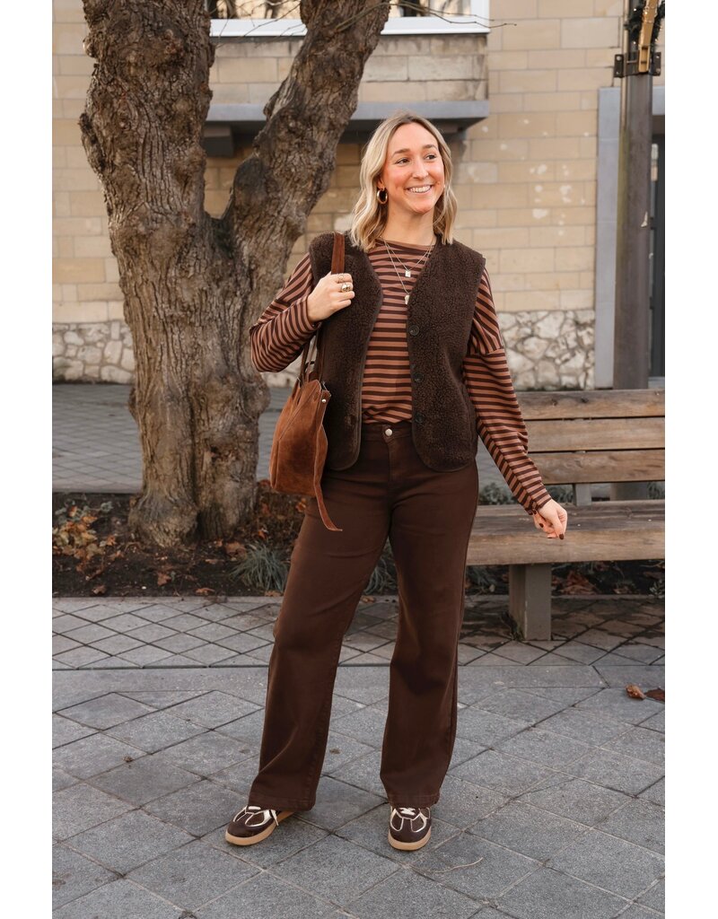 21Jewelz Effen wollige gilet - bruin