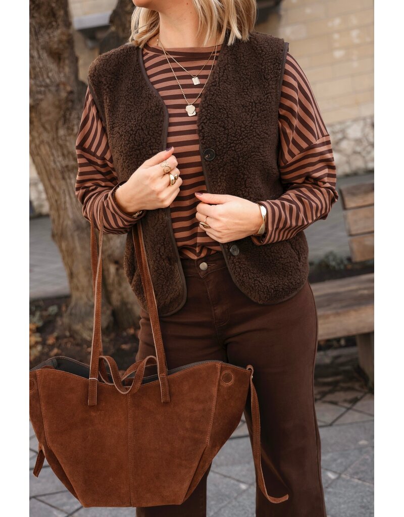 21Jewelz Effen wollige gilet - bruin