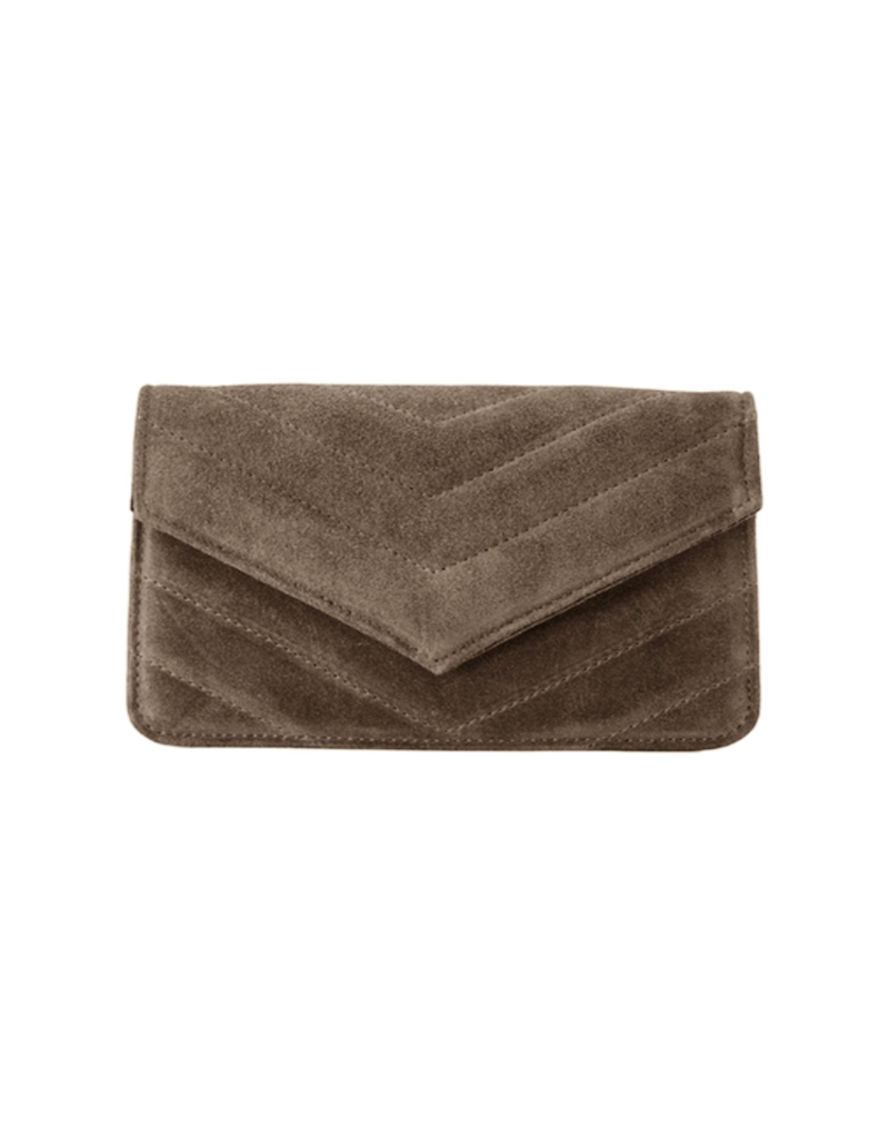 21Jewelz Tasje met gestikt patroon - suede donkerbruin