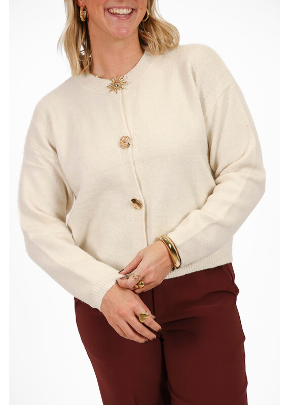 21Jewelz Trui met verschillende gouden knopen - ecru