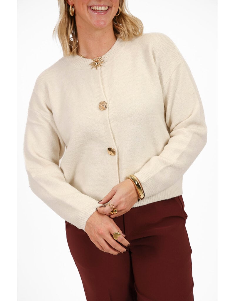 21Jewelz Trui met verschillende gouden knopen - ecru