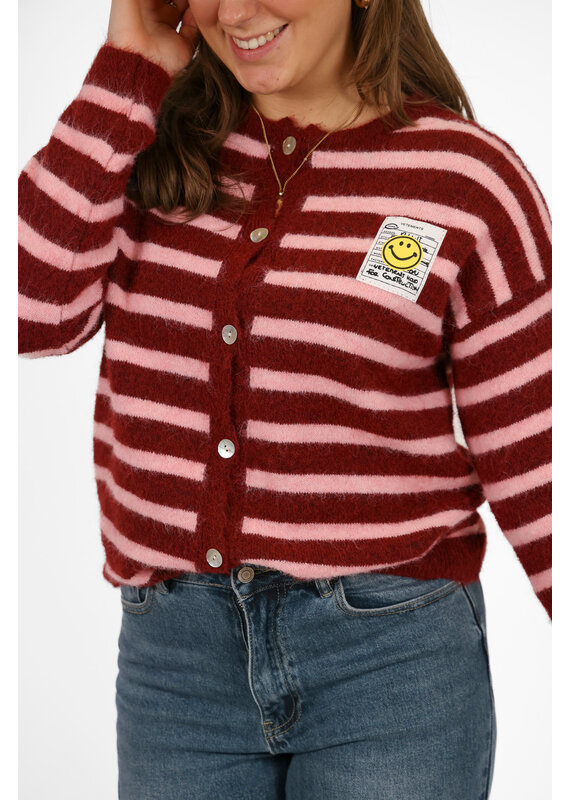 21Jewelz Gestreept vestje met embleem - bordeaux / roze