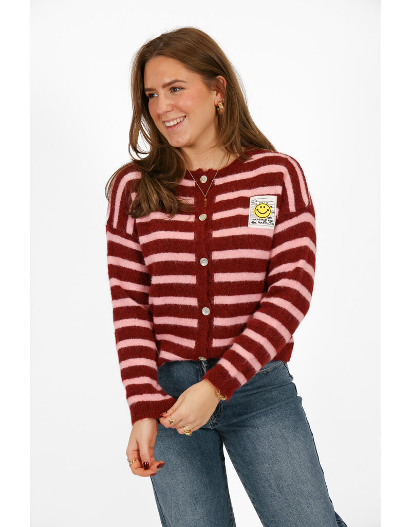 21Jewelz Gestreept vestje met embleem - bordeaux / roze