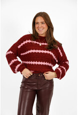 21Jewelz Grofgebreide trui met strepen - bordeaux / roze