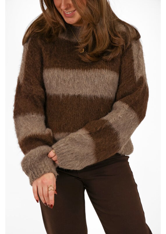 21Jewelz Wollige gestreepte trui - bruin / taupe