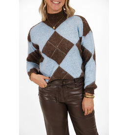 21Jewelz Geruite trui - blauw / bruin