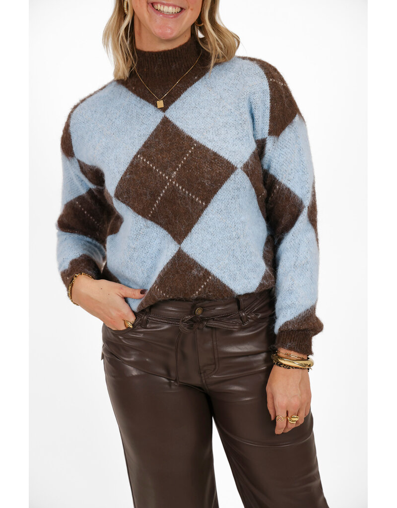 21Jewelz Geruite trui - blauw / bruin